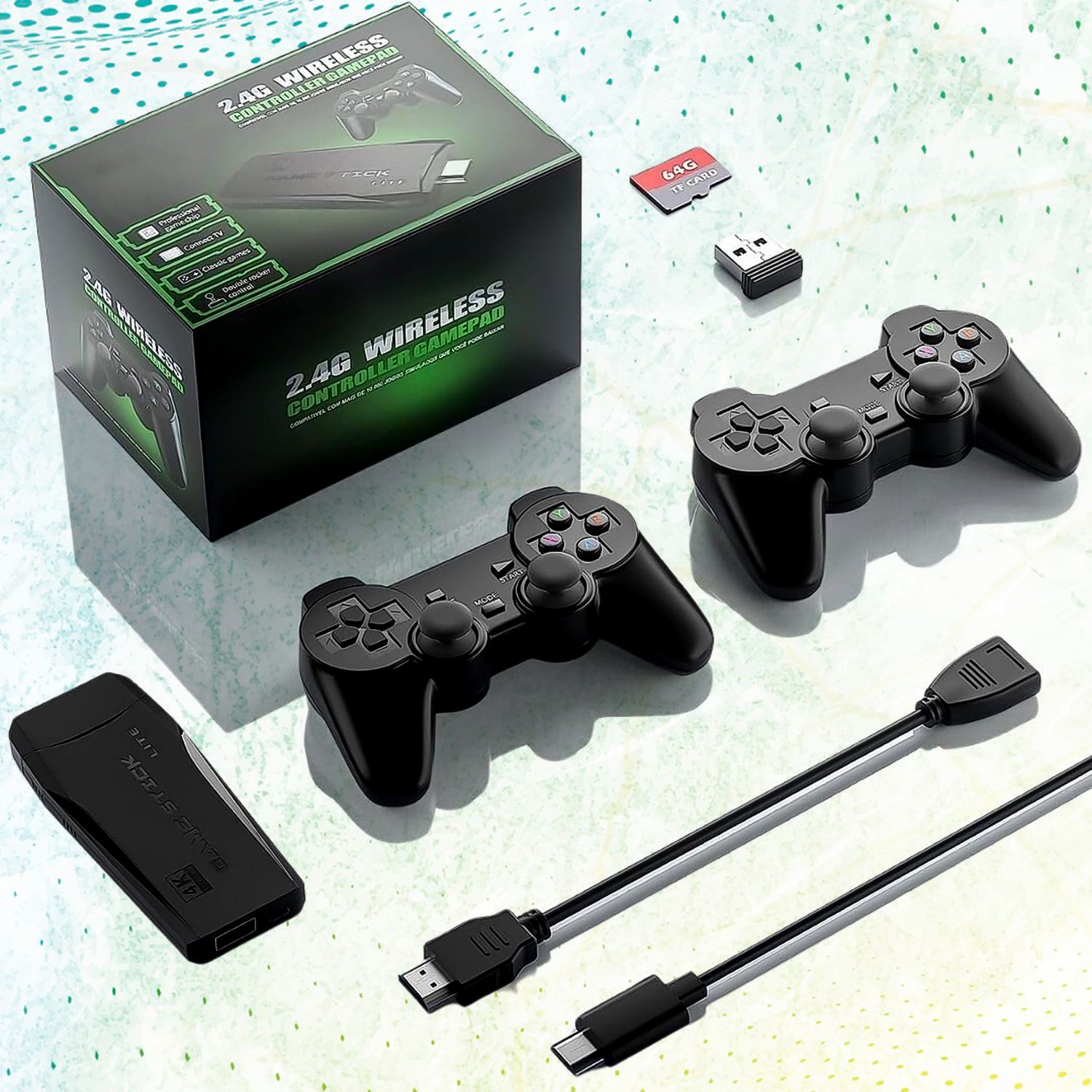 Wireless Controller Gamepad With 10000+ Games 4k Ultra Hd Game Sticks Output And 2.4ghz Wireless Controller Video Games With 64gb Memory Card (1 Set) Wireless Controller Gamepad With 10000+ Games 4k Ultra Hd Game Sticks Output And 2.4ghz Wireless Controller Video Games With 64gb Memory Card (1 Set)